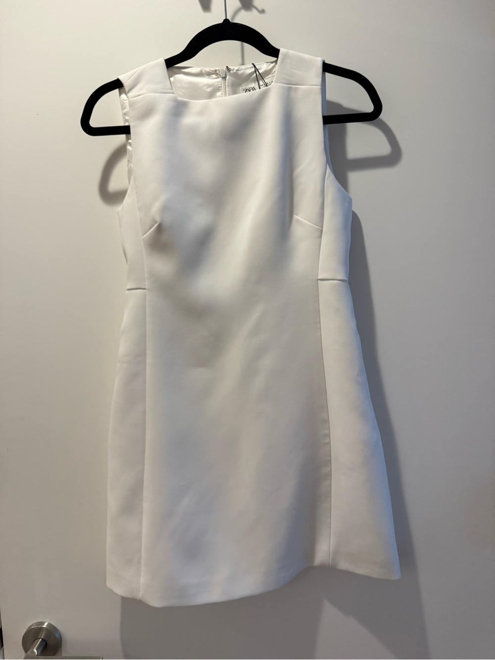 Zara White Sleeveless Mini Shift Dress